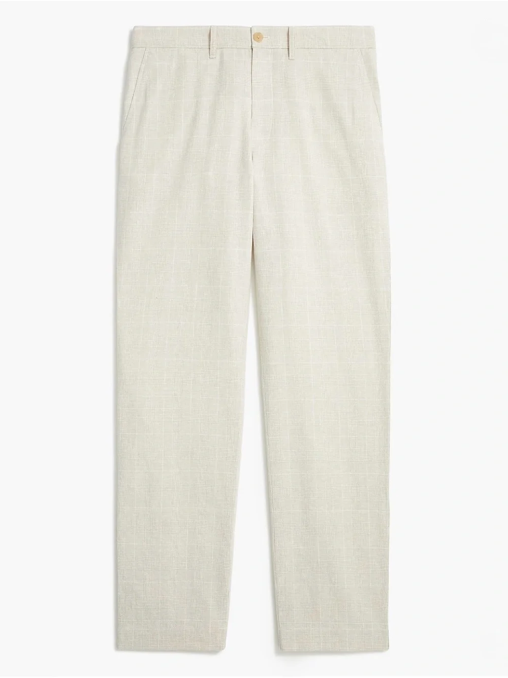 J.Crew Straight Fit Linen Cotton Pant | Natural White Glen Plaid | 34x30
